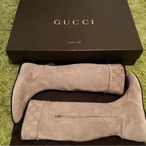 Gucci Cream Over the Knee Boots